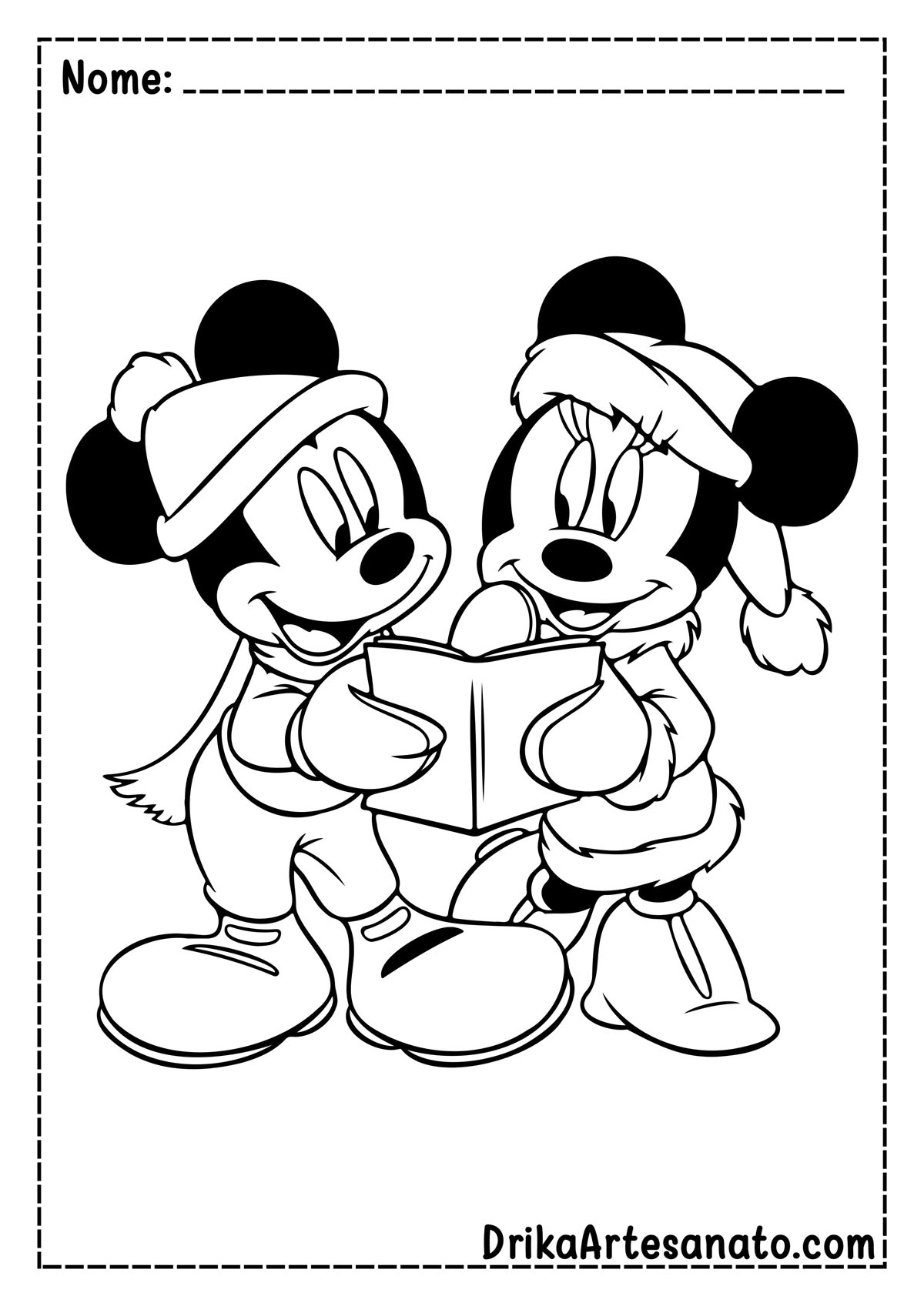 Desenho de Natal do Mickey para Imprimir