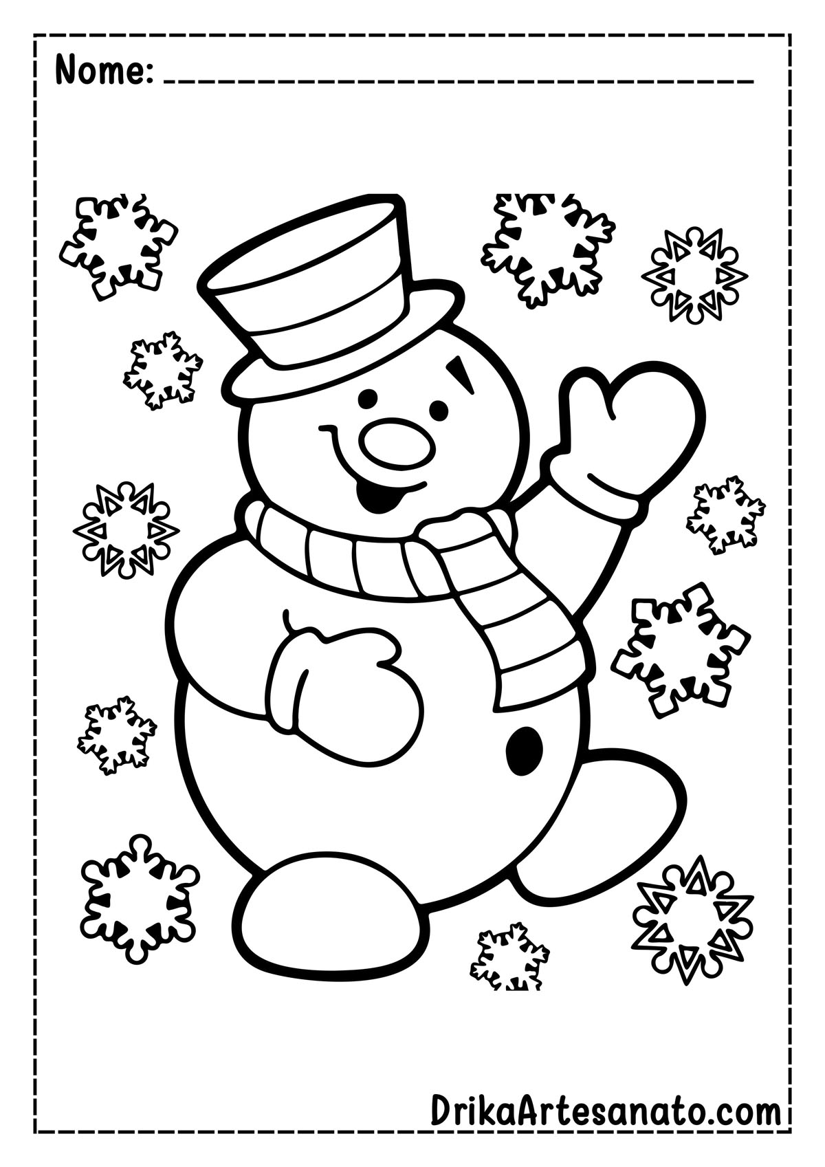 Desenho de Boneco de Neve para Colorir e Imprimir
