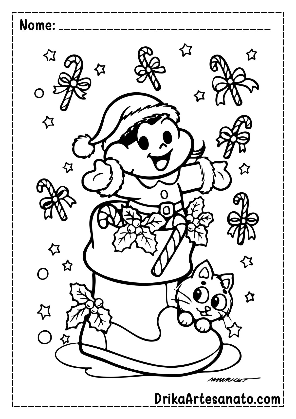 Desenho de Natal da Turma da Mônica para Imprimir