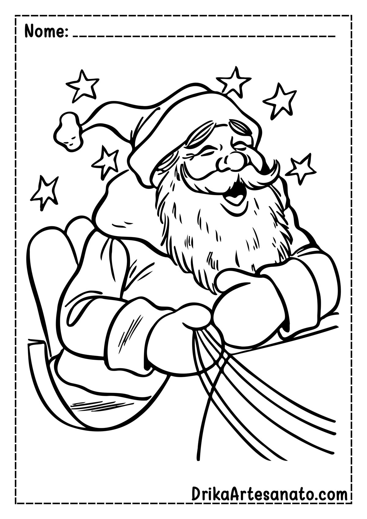 Desenho de Papai Noel no Trenó para Colorir
