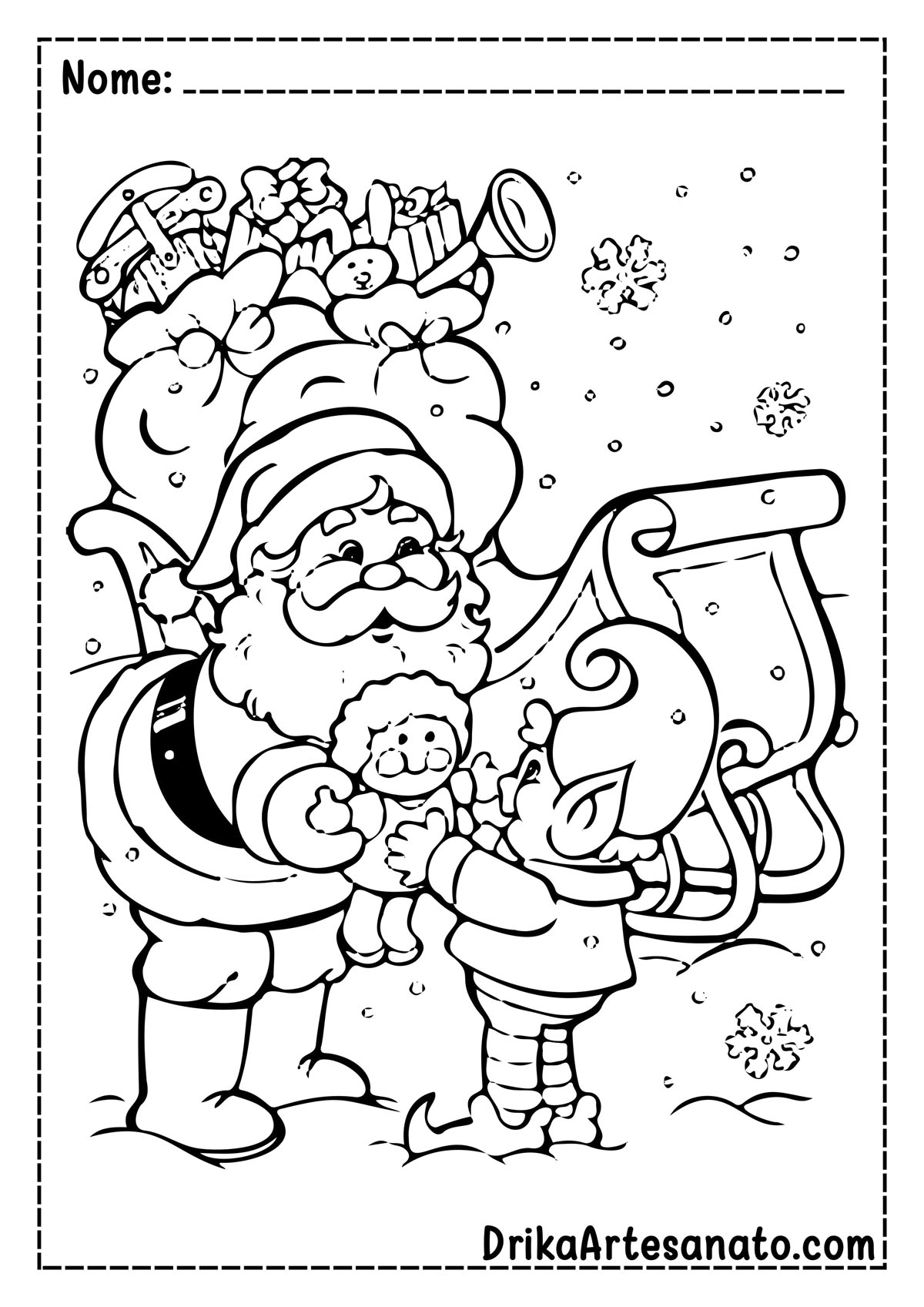 Desenho de Papai Noel para Imprimir e Pintar