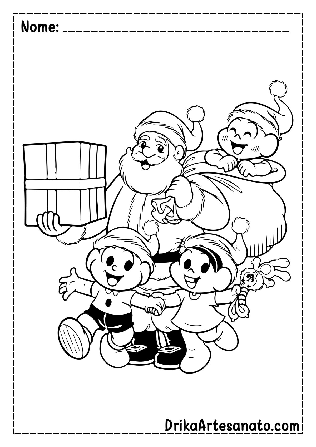 Desenho de Papai Noel da Turma da Mônica para Colorir