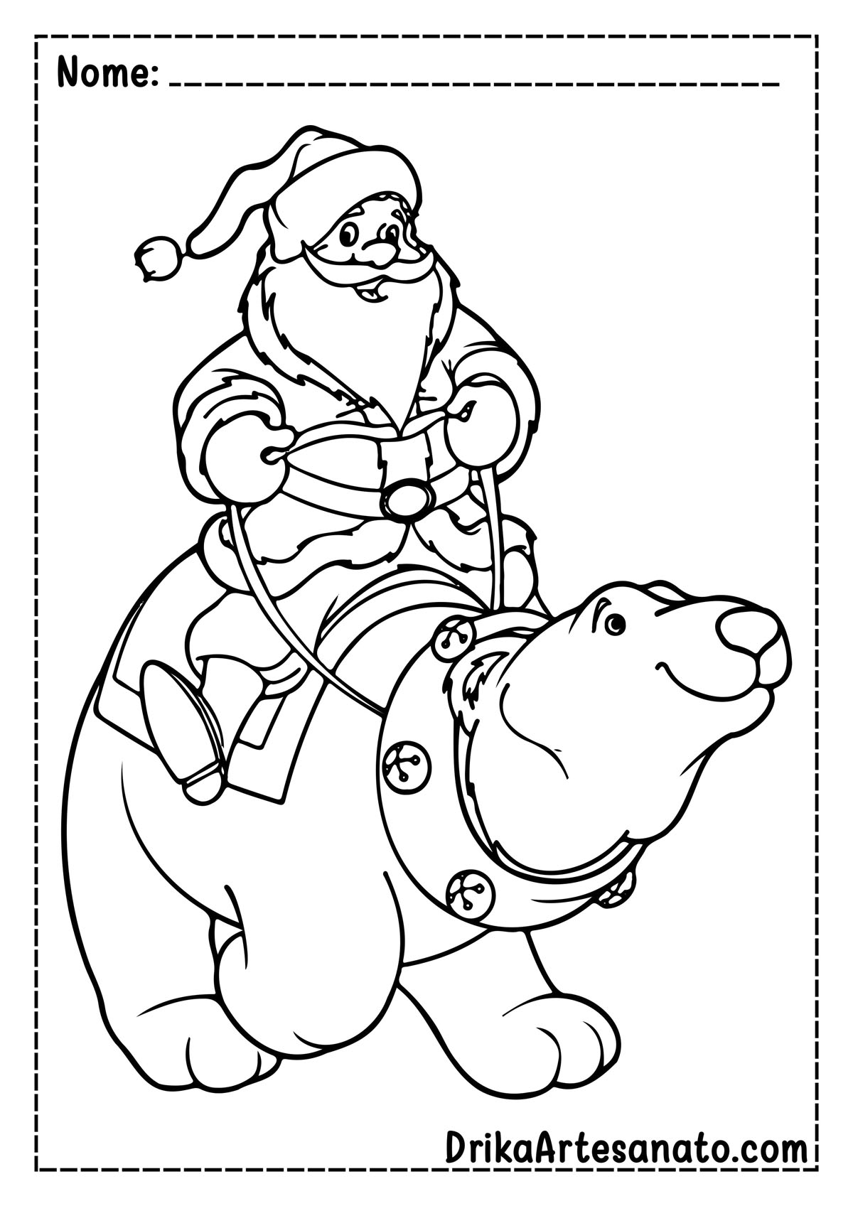 Desenho de Papai Noel para Imprimir e Pintar