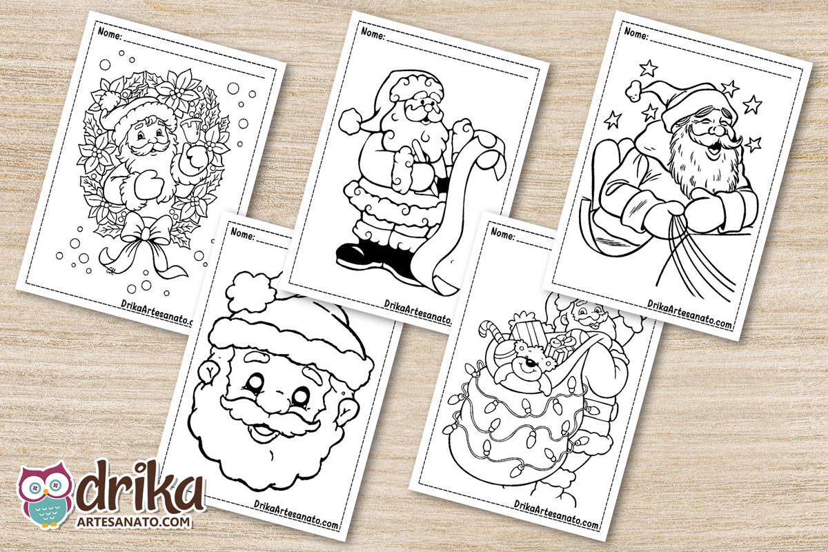 50 Desenhos de Papai Noel para Colorir Grátis em PDF