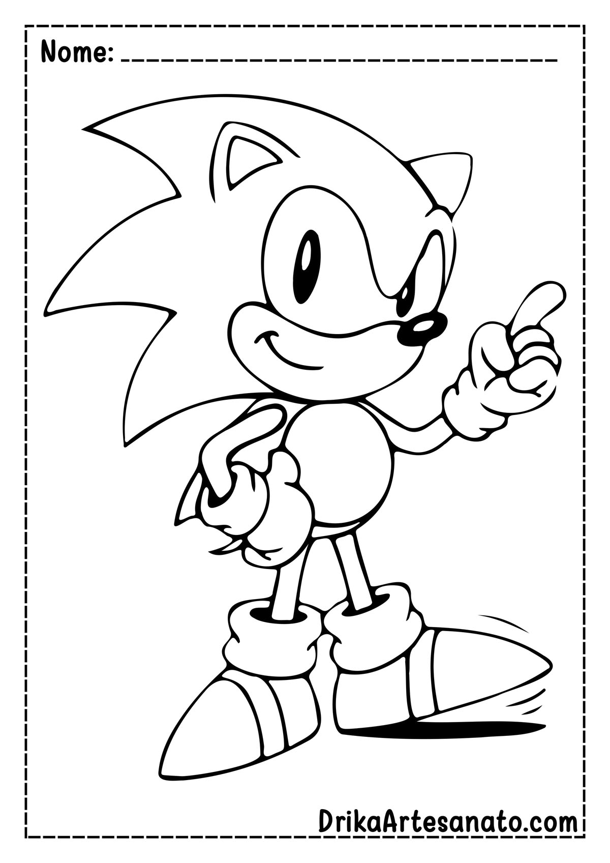 Sonic para colorir - Desenhos Imprimir