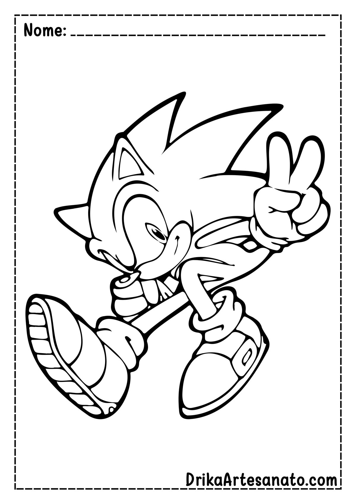 Desenho do Sonic Preto e Branco