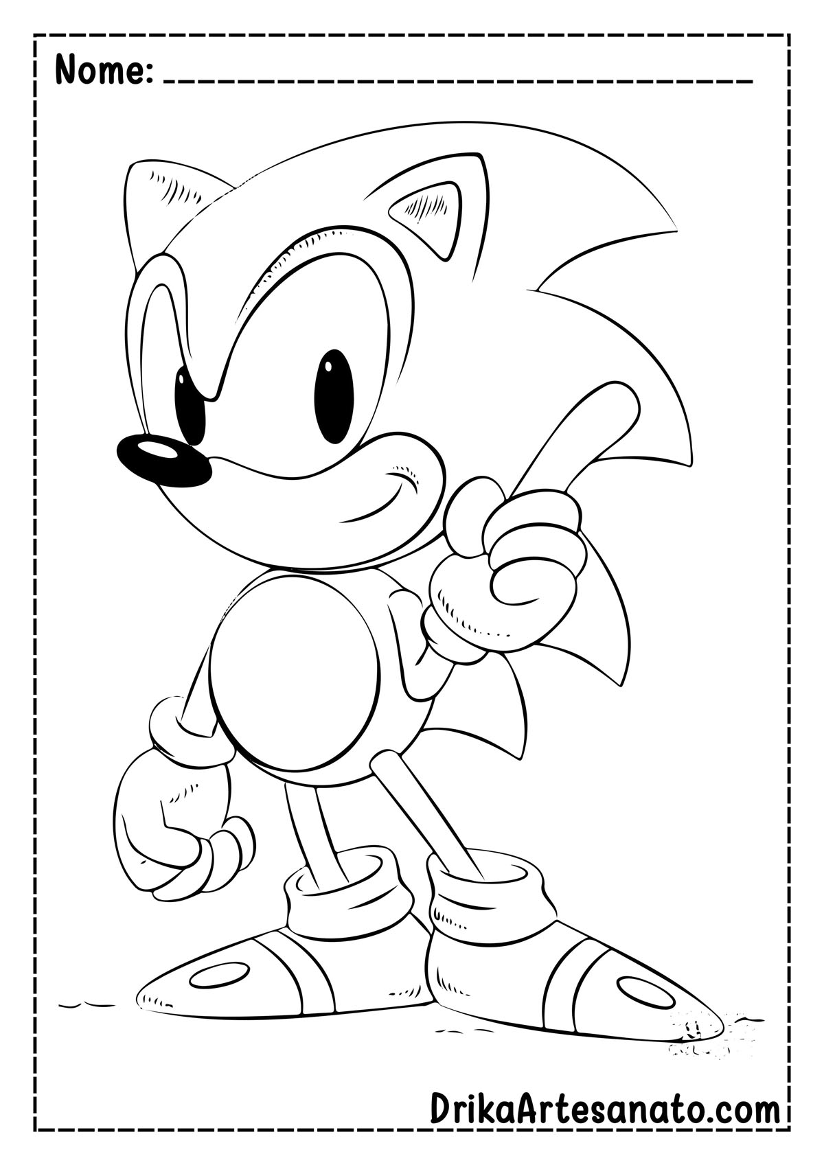 Desenho do Sonic para Colorir e Imprimir