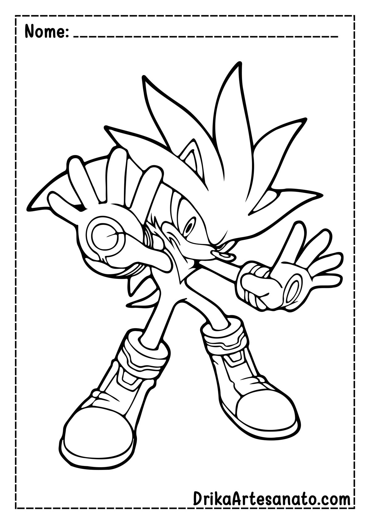 Desenho do Sonic para Imprimir e Pintar