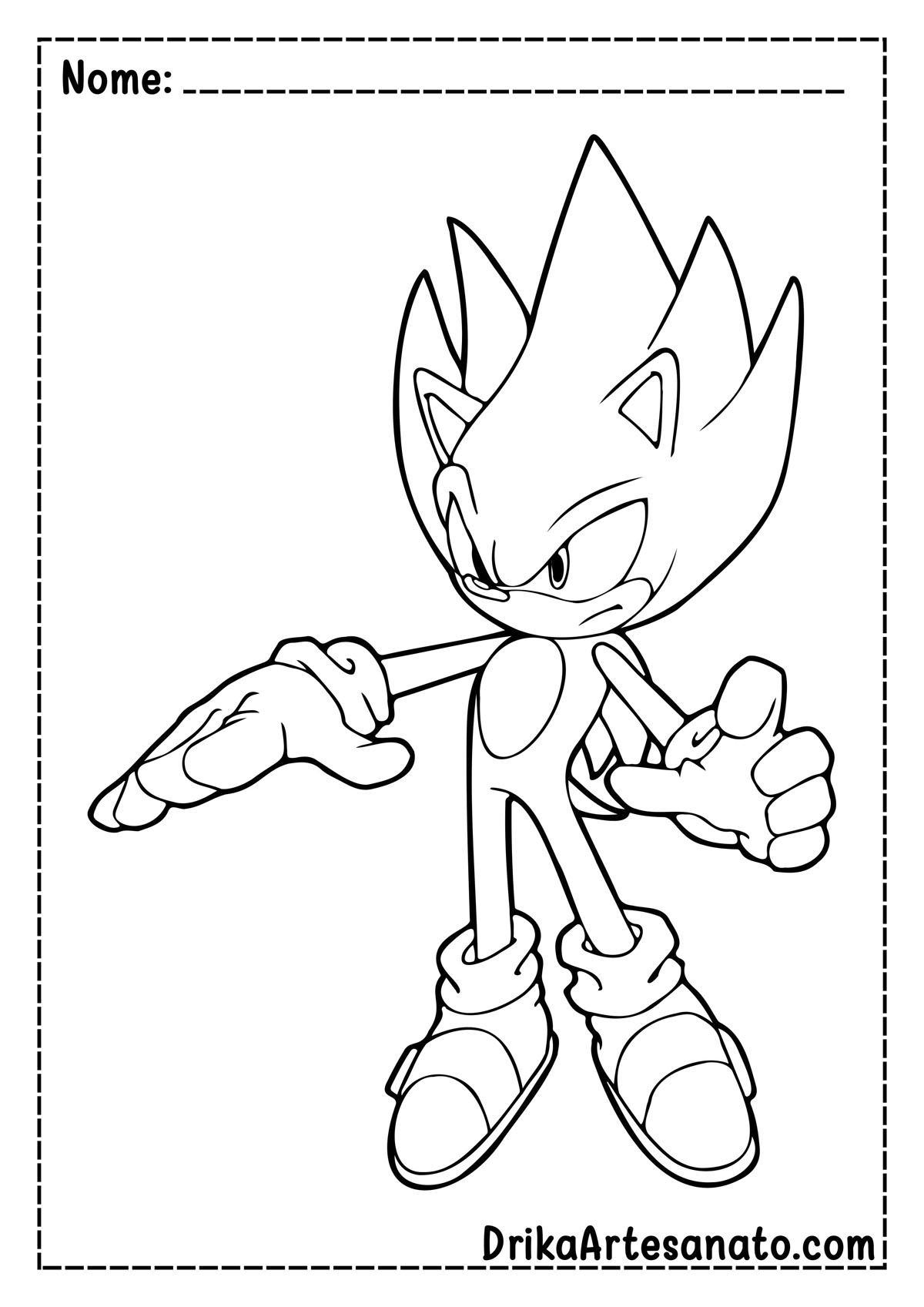 Desenho do Sonic para Desenhar