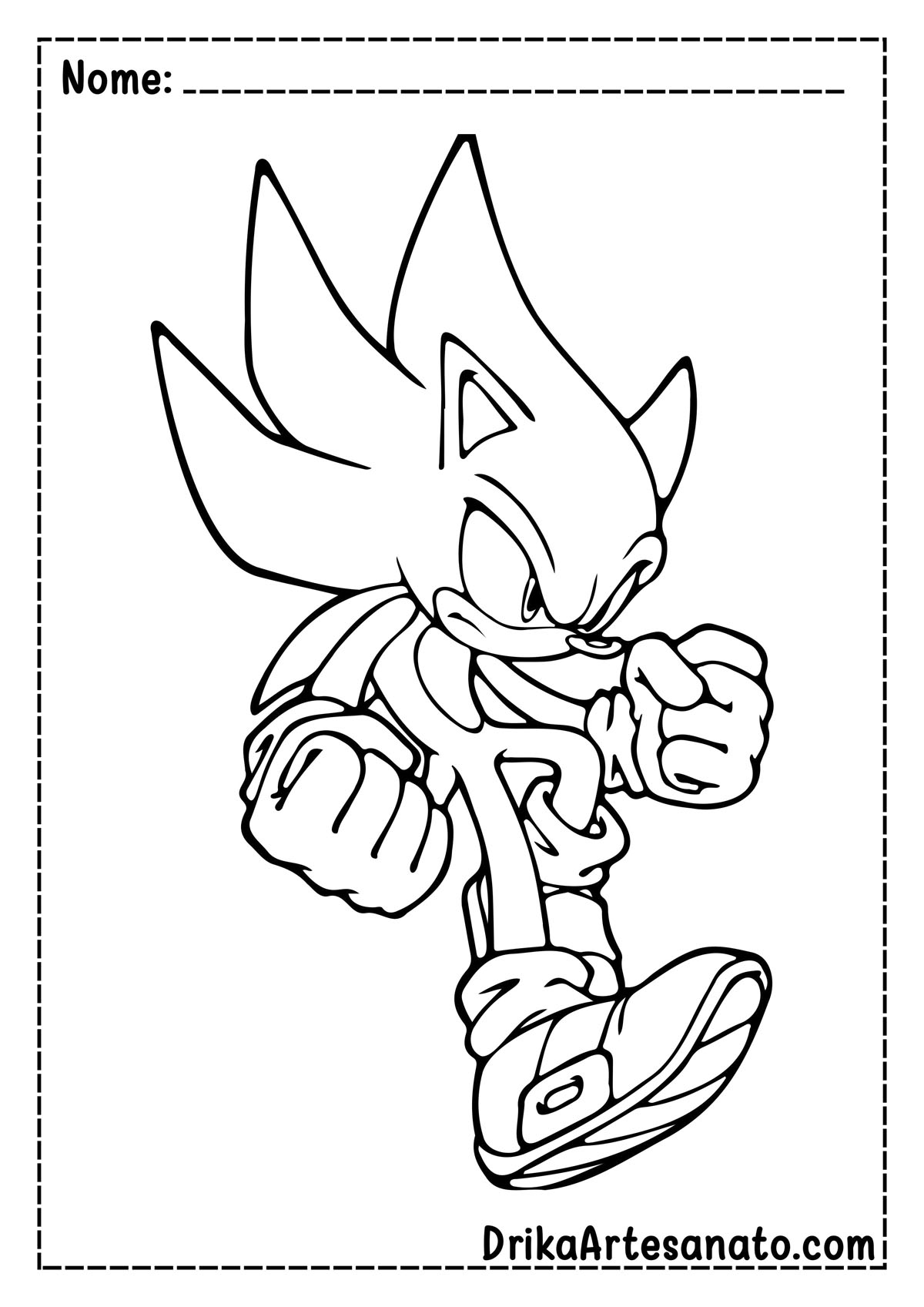 Desenho do Sonic para Imprimir e Colorir