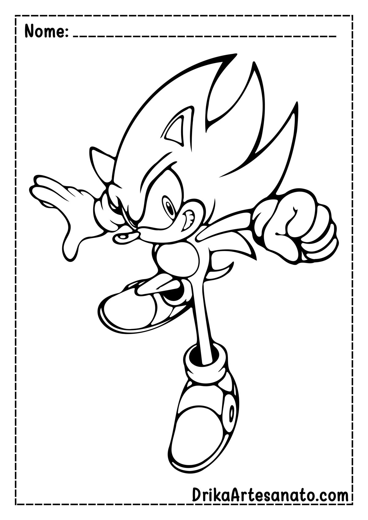 Desenho do Sonic para Pintar e Imprimir