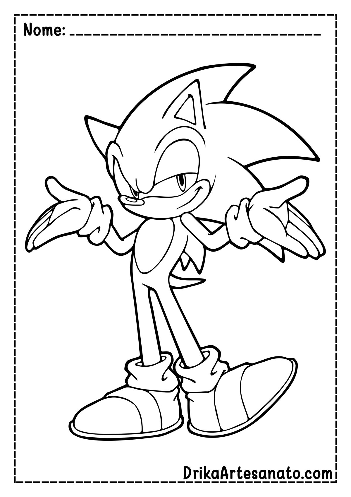 Desenho do Sonic para Desenhar