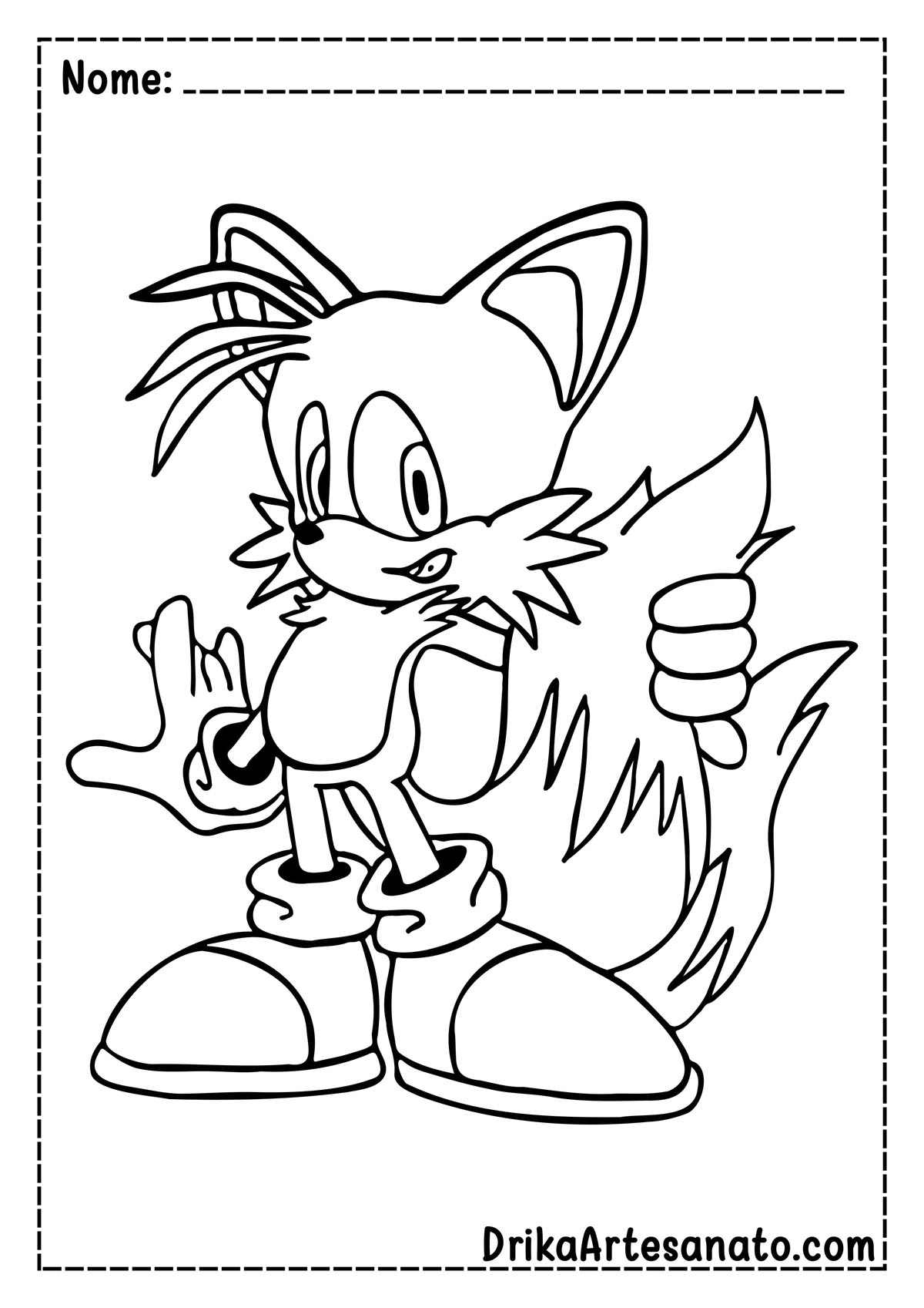 Desenho do Tails do Sonic para Imprimir