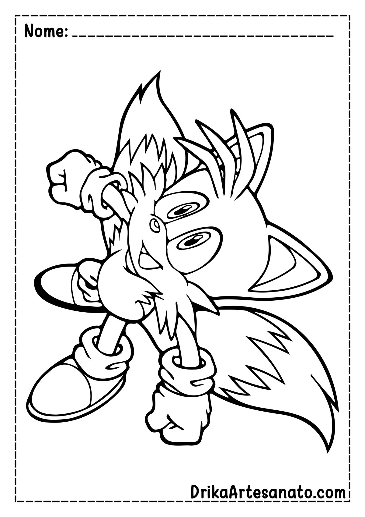 Desenho do Tails do Sonic para Colorir e Imprimir