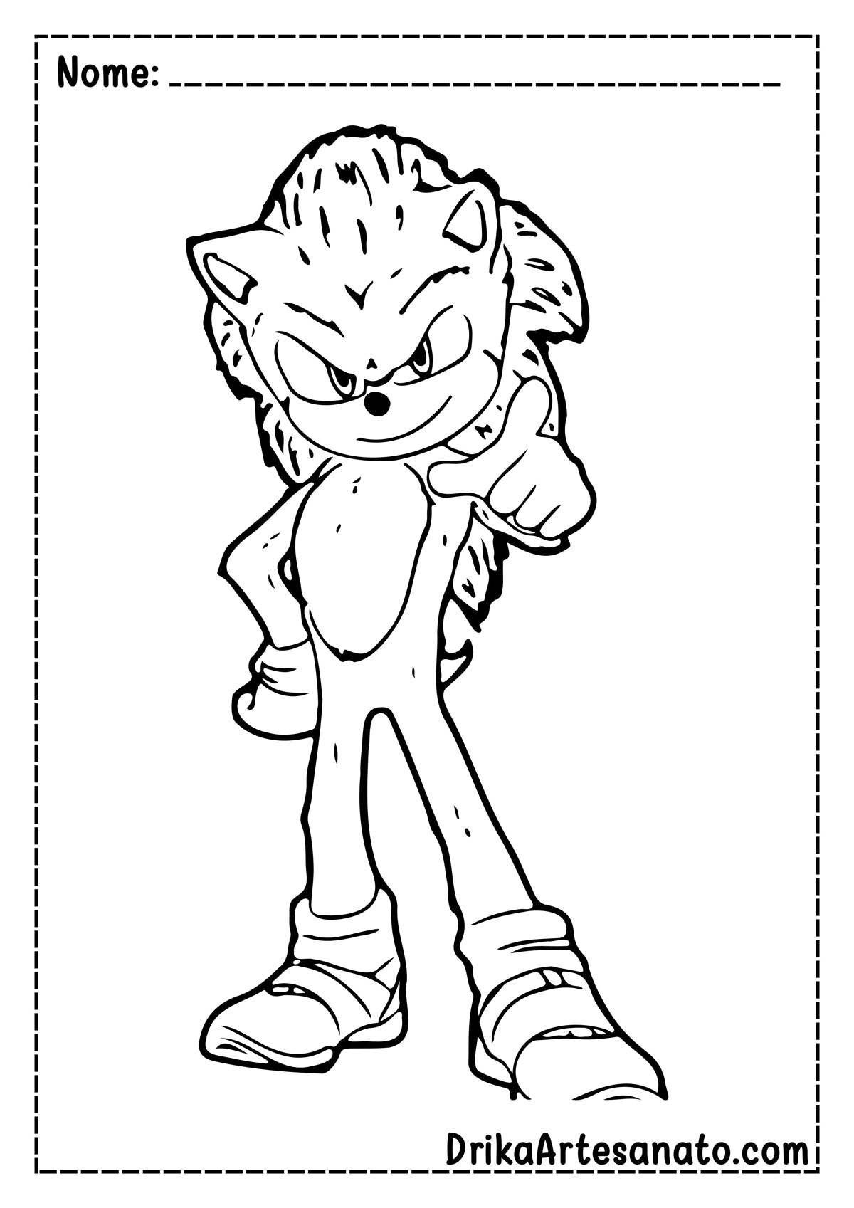 Desenho do Sonic Realista para Colorir