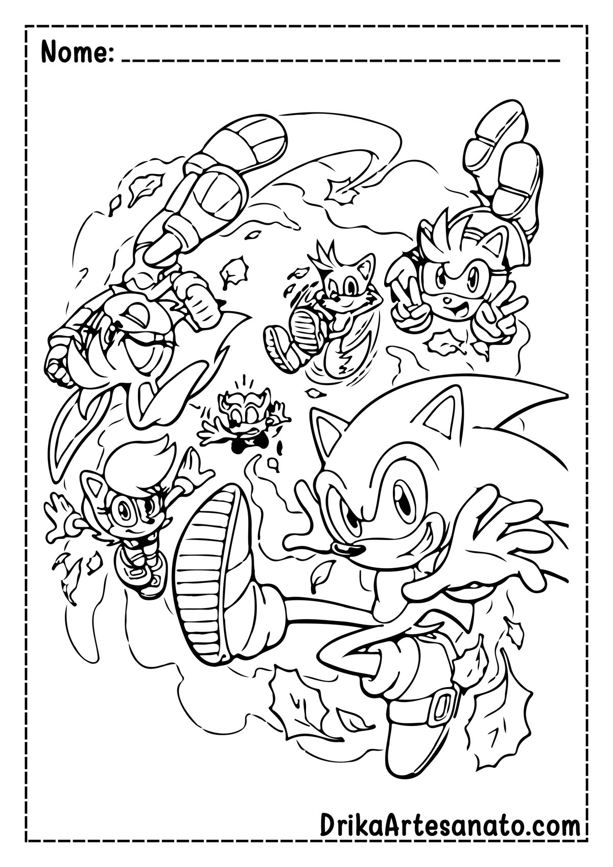 Desenho do Sonic e seus Amigos para Colorir
