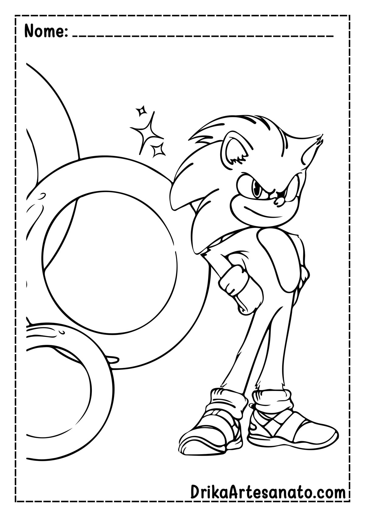 Desenho do Sonic 2 para Imprimir e Colorir