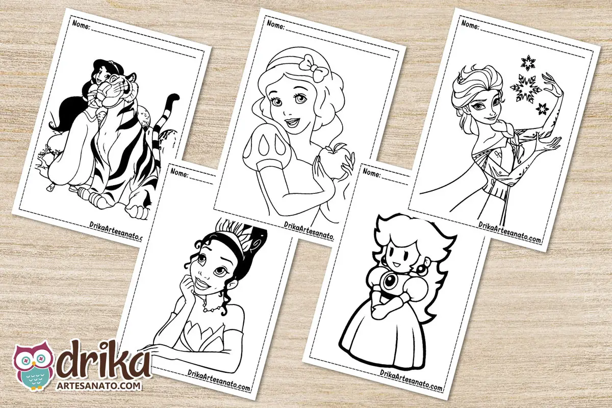 Desenhos de Princesas para Colorir Grátis em PDF
