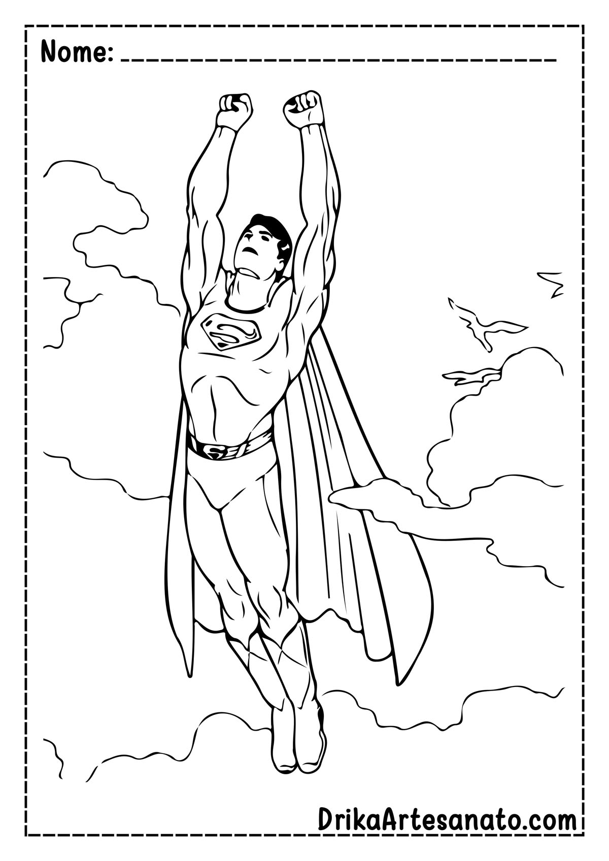Desenho do Super Homem Voando para Colorir