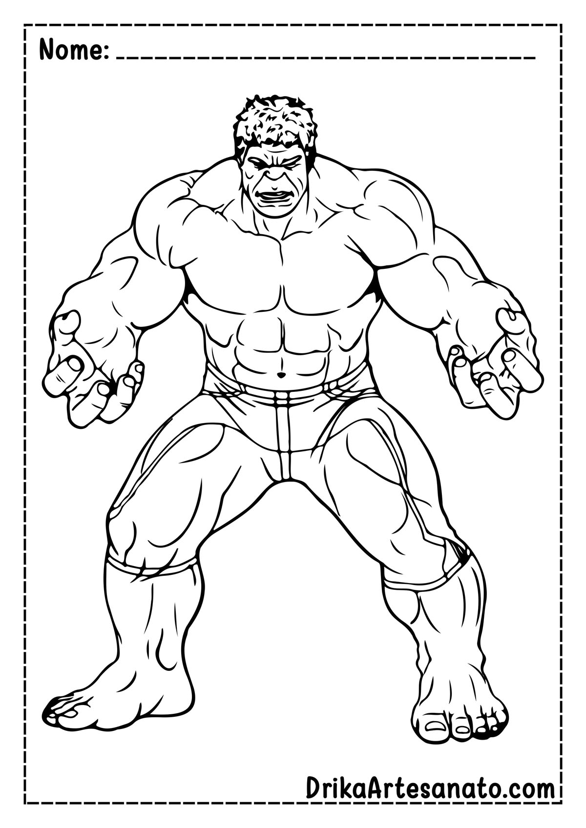 Desenho do Hulk para Imprimir e Colorir
