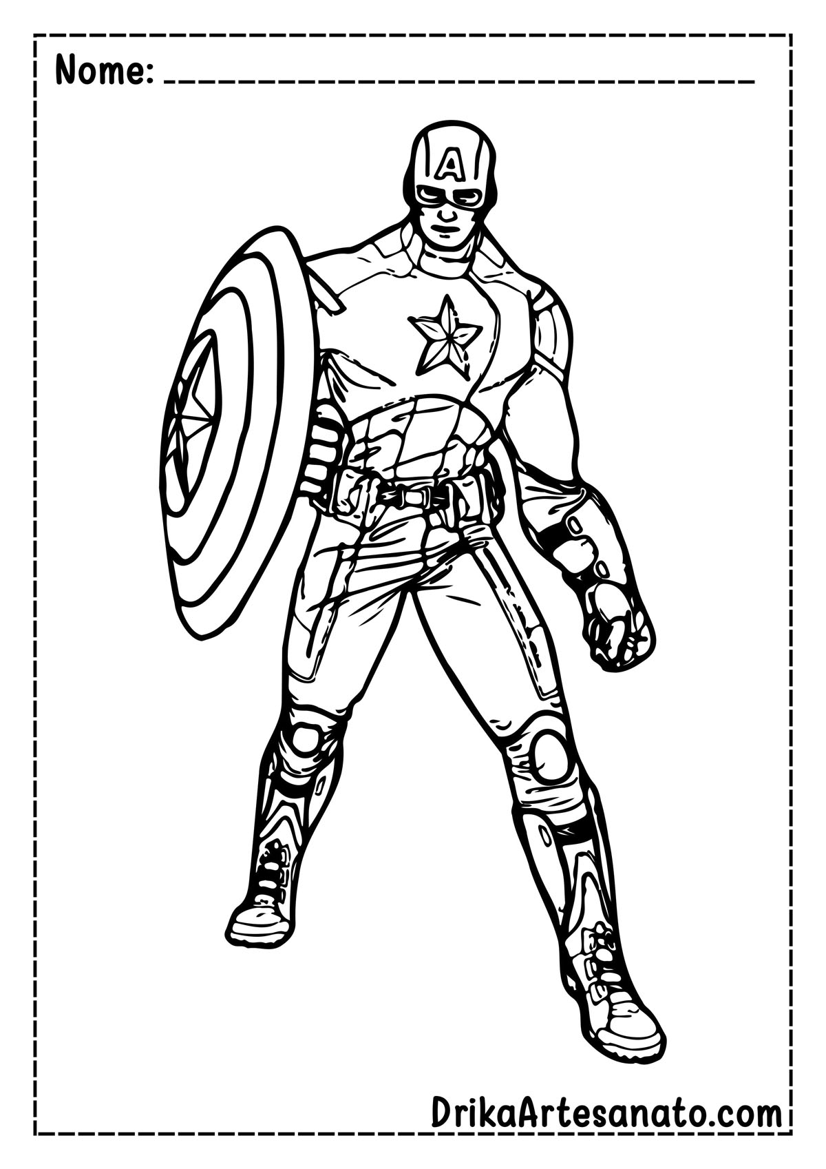 Desenho do Capitão América para Imprimir e Colorir