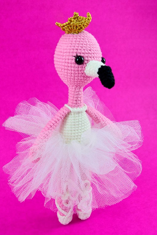Flamingo Bella bailarina em amigurumi