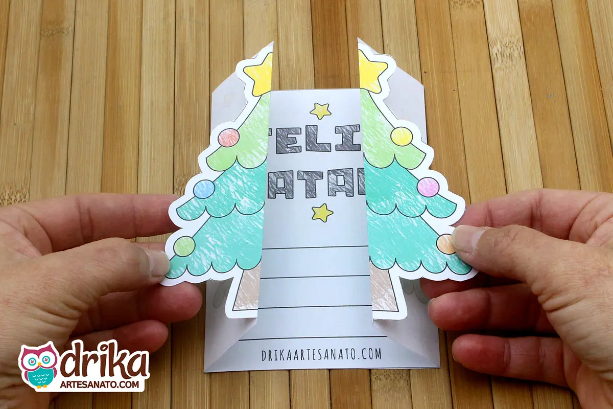 Cartão de Natal Dobrável de Árvore de Natal para Imprimir