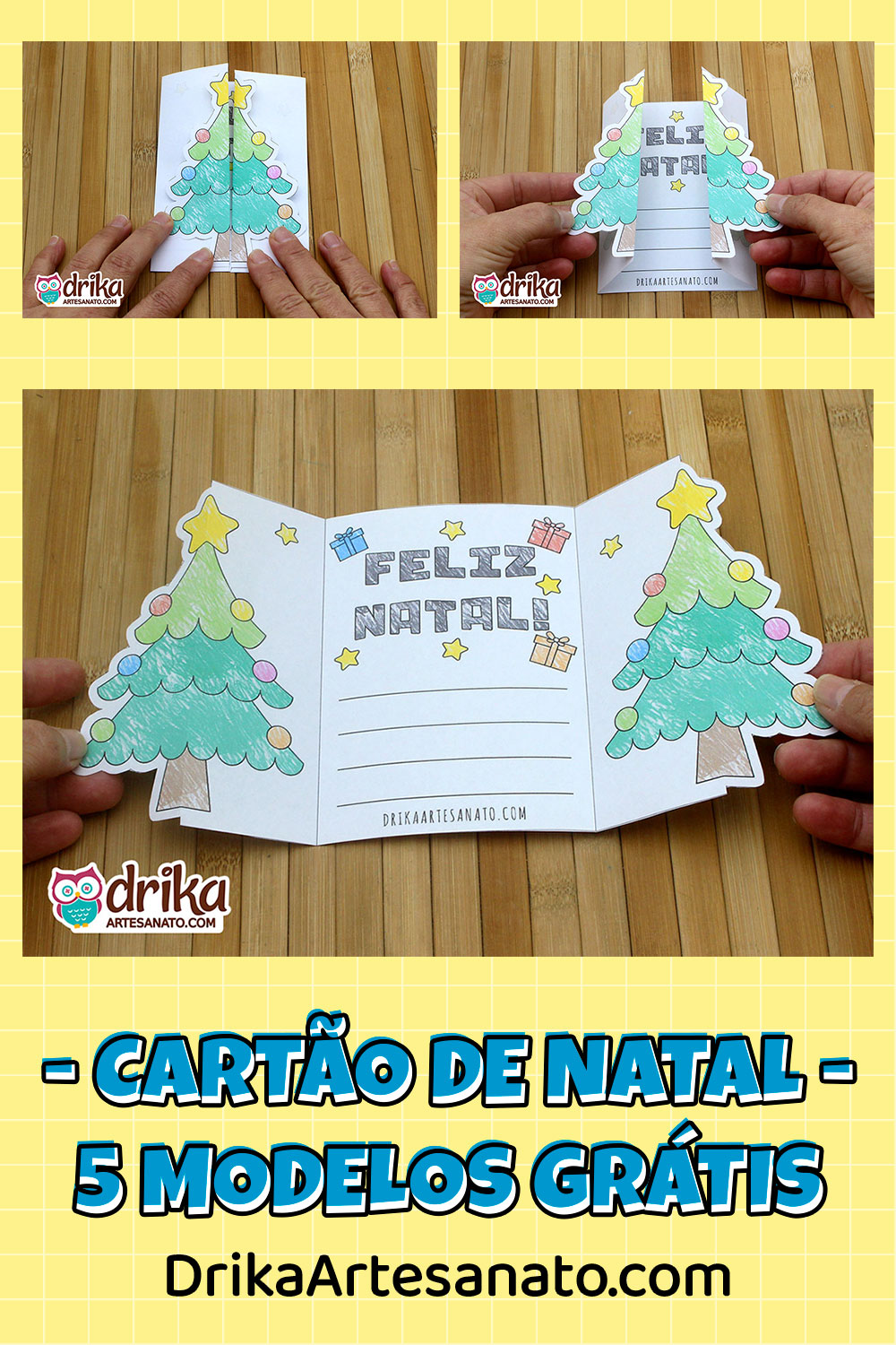 Cartão de Natal Dobrável de Árvore de Natal para Colorir