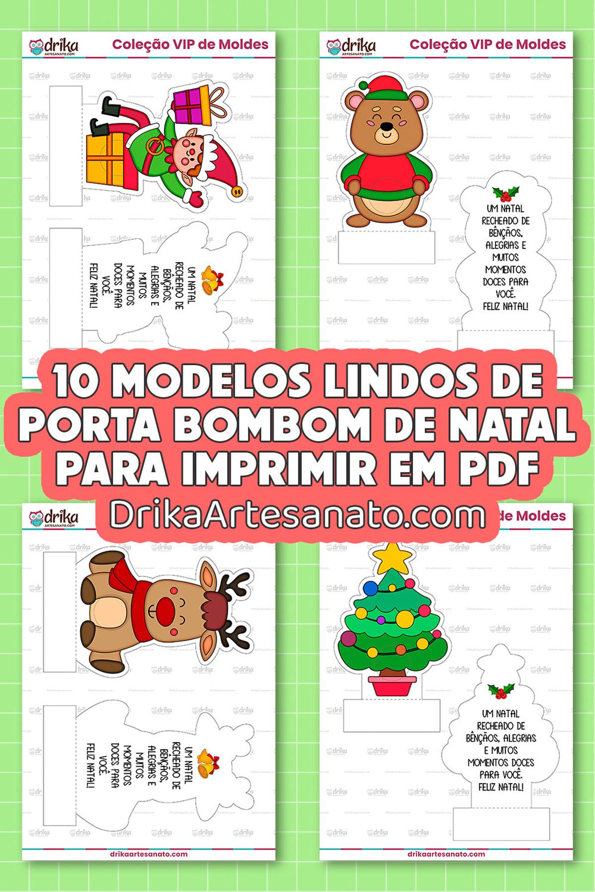Moldes de Porta Bombons de Natal para Imprimir em PDF