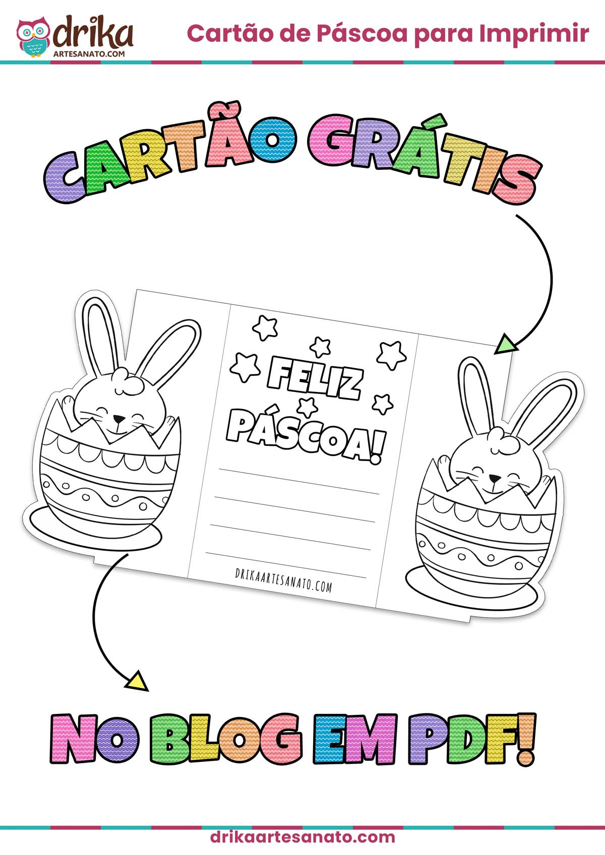 Cartão Interativo de Feliz Páscoa para Imprimir Grátis em PDF
