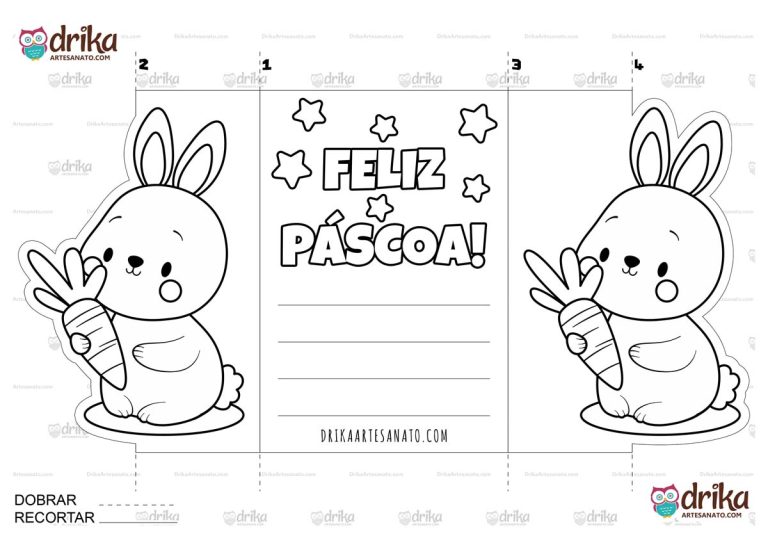 Cartão Interativo de Feliz Páscoa para Imprimir Grátis em PDF