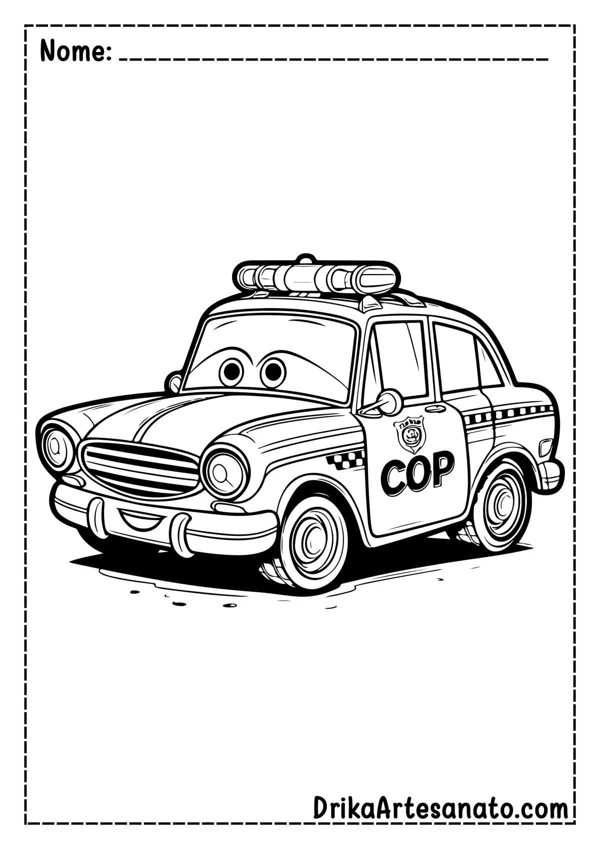 Desenho de Carro de Polícia para Colorir