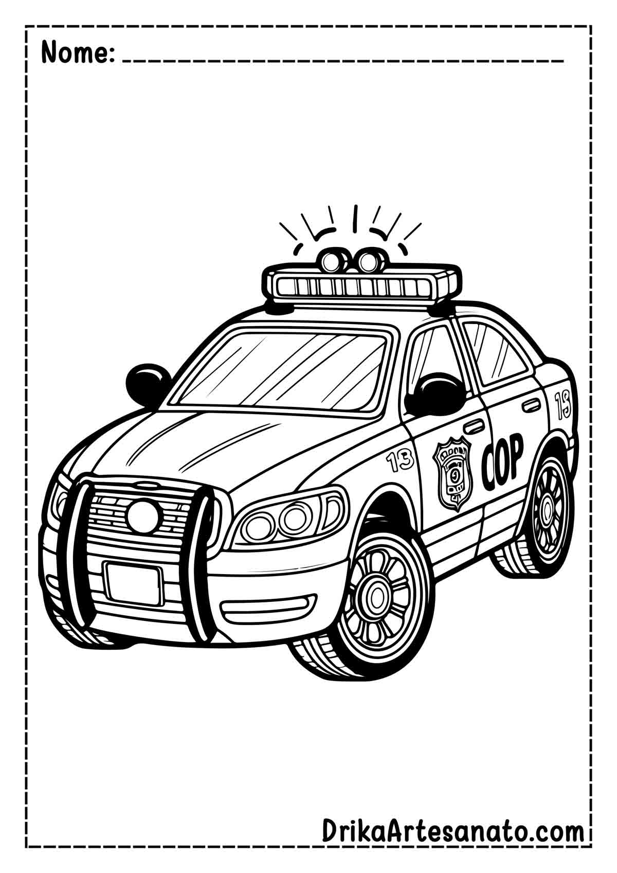 Desenho de Carro de Polícia para Pintar
