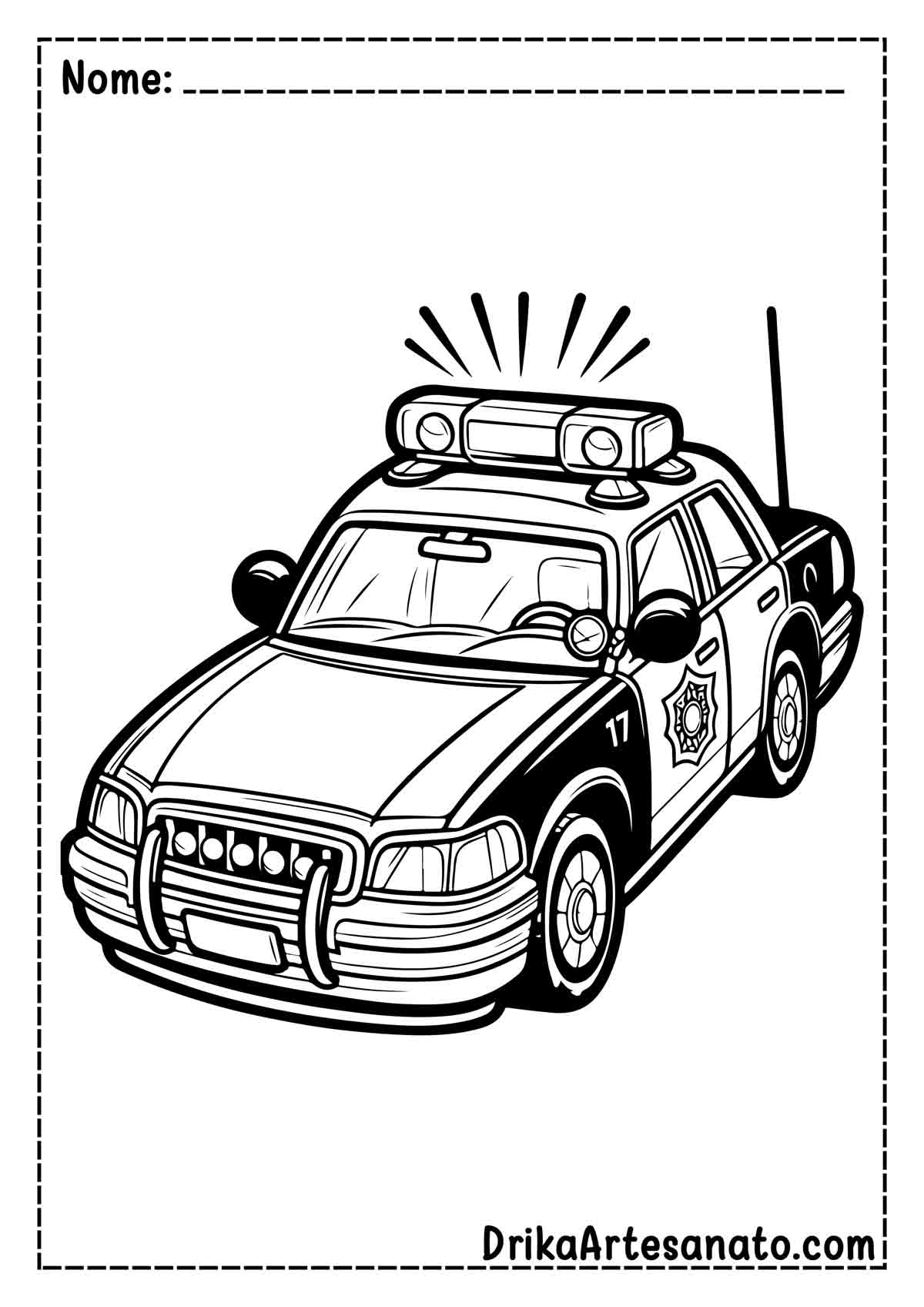 Desenho de Carro de Polícia para Imprimir