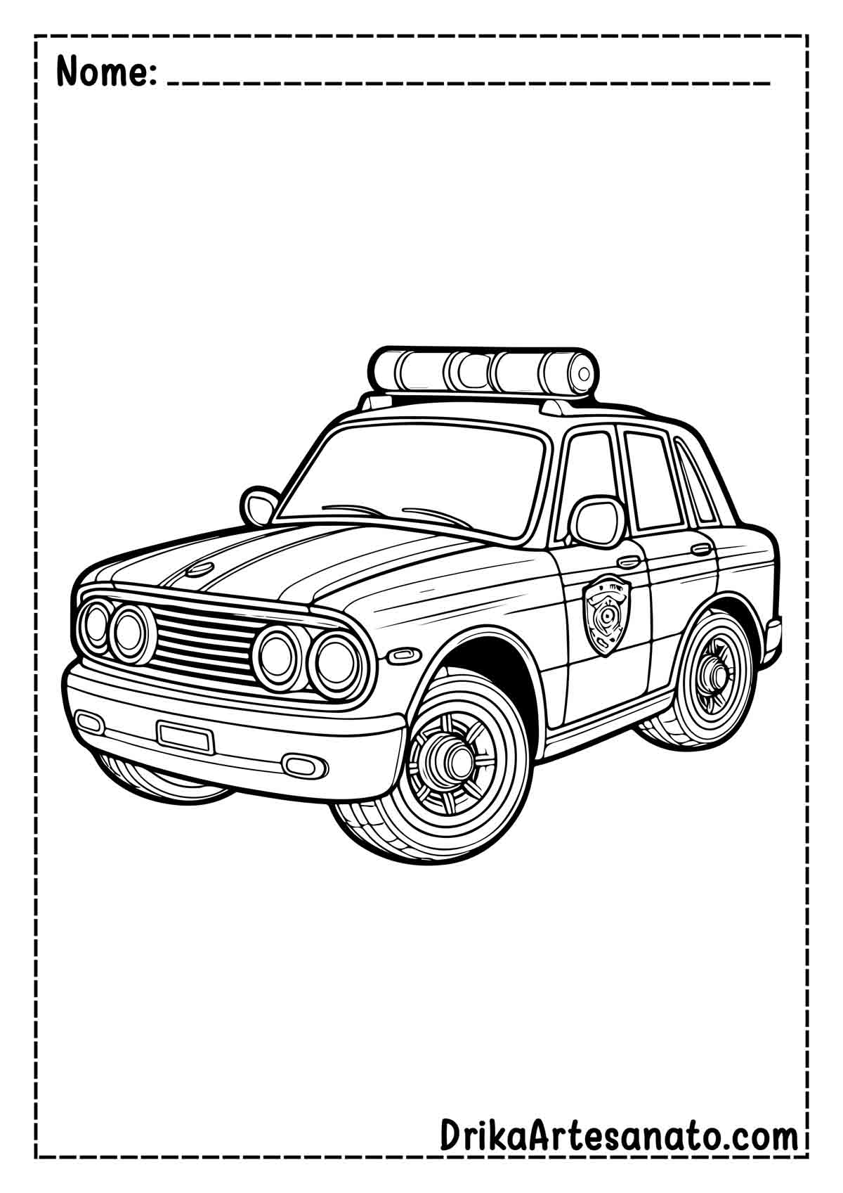 Desenho de Carro de Polícia para Colorir e Imprimir