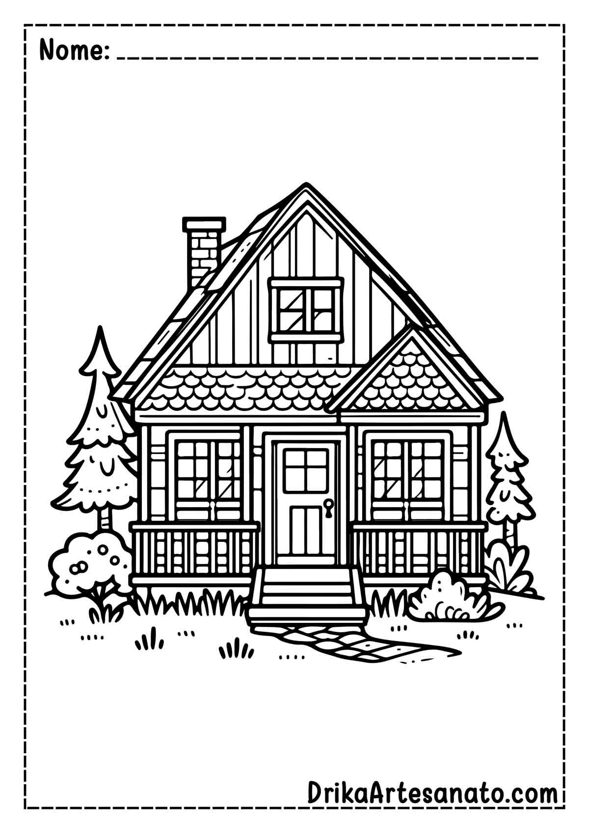 Desenho de Casa de Dois Andares para Colorir