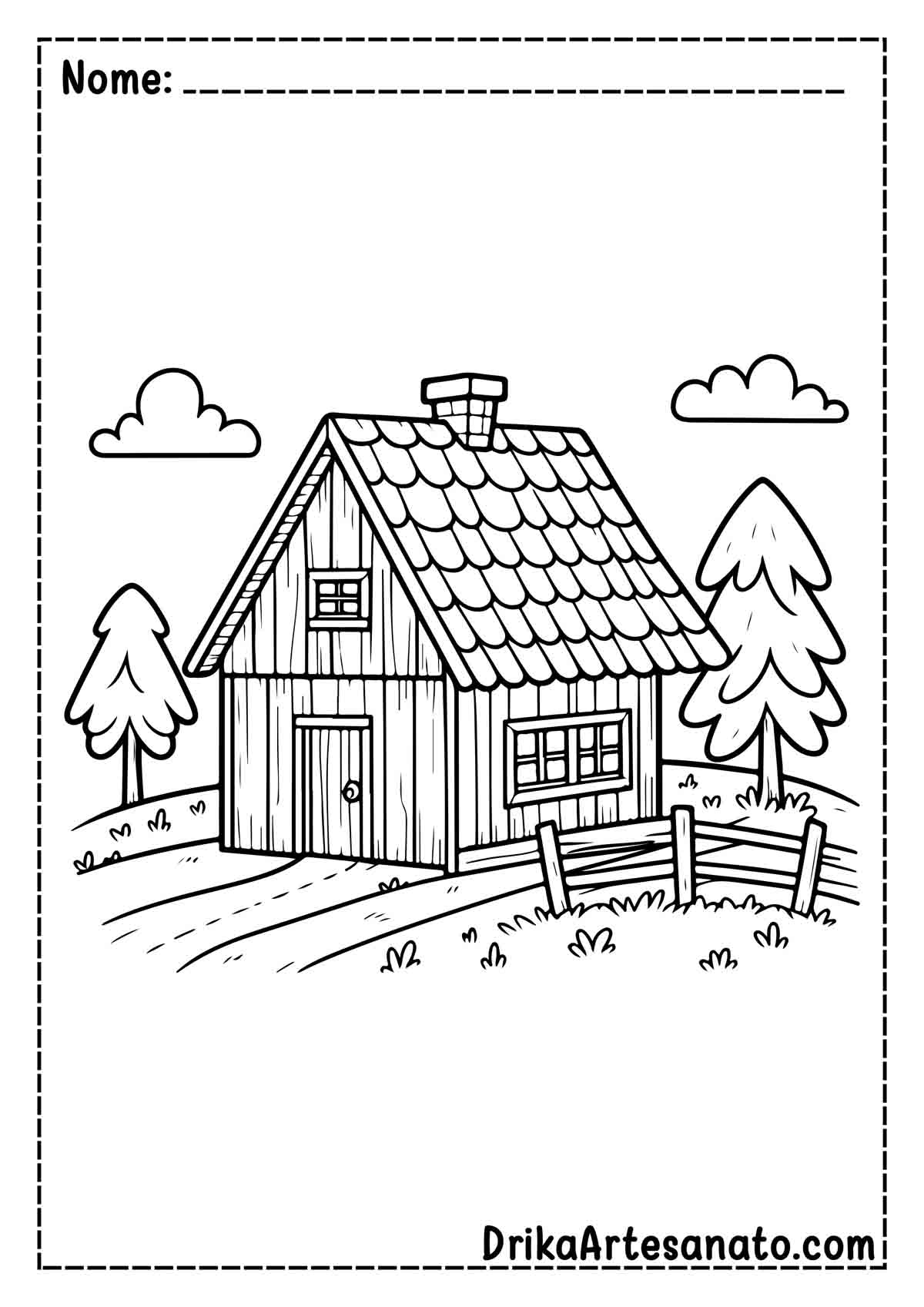Desenho de Casa Fácil para Colorir