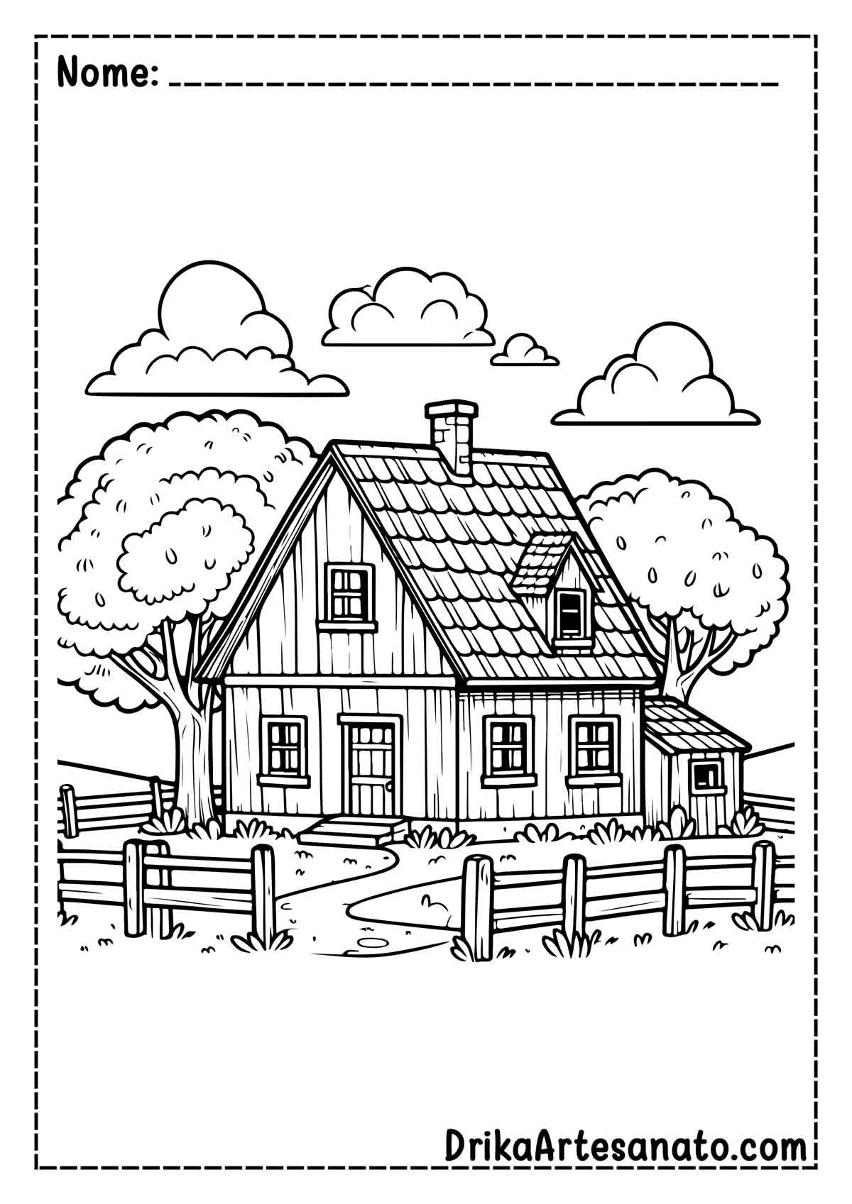 Desenho de Casa de Campo para Colorir