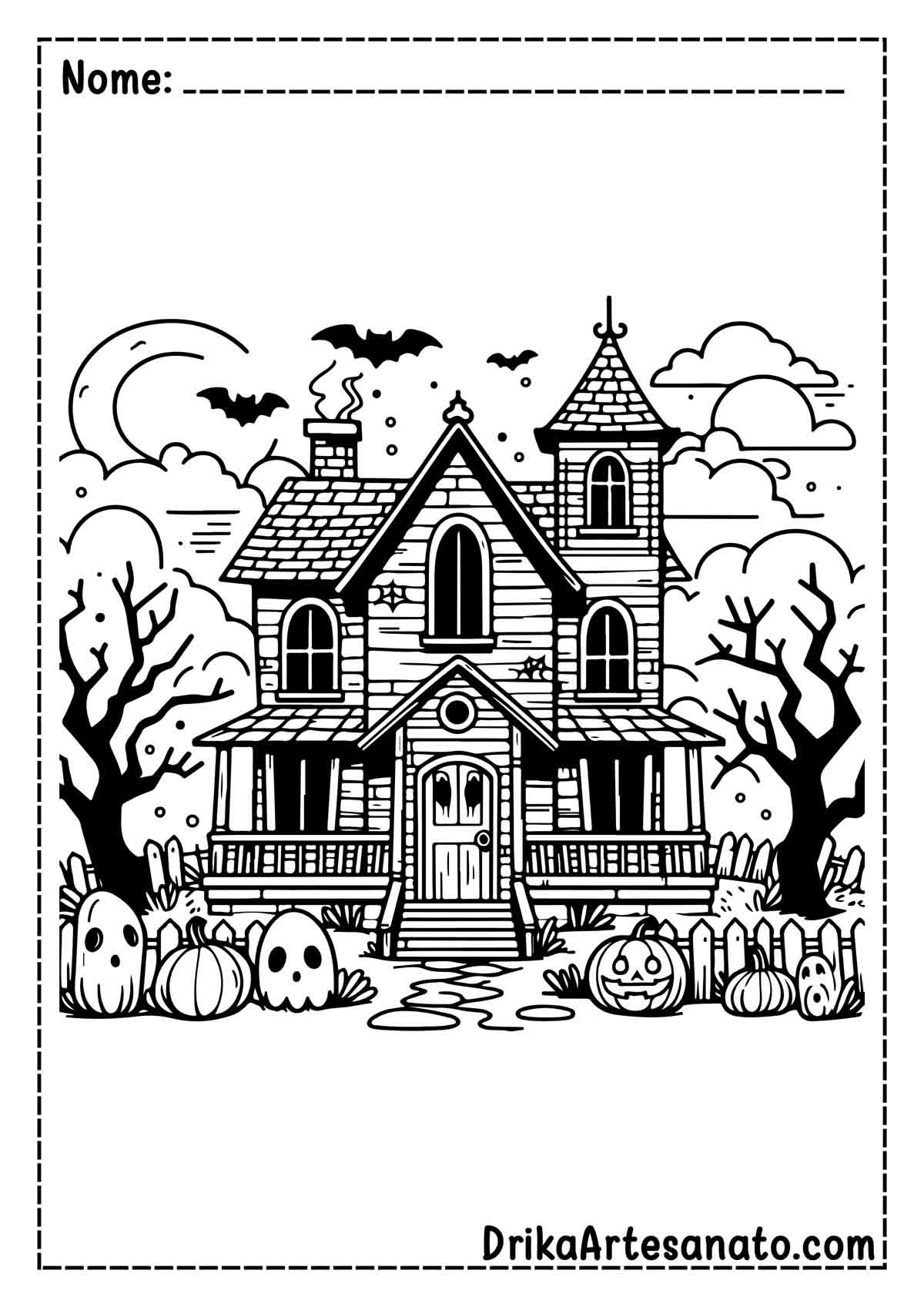 Desenho de Casa de Halloween para Colorir
