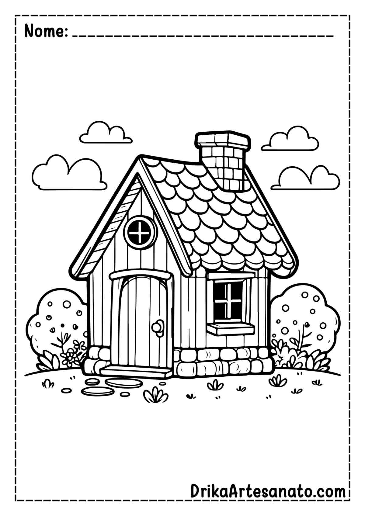 Desenho de Casa Fácil para Colorir