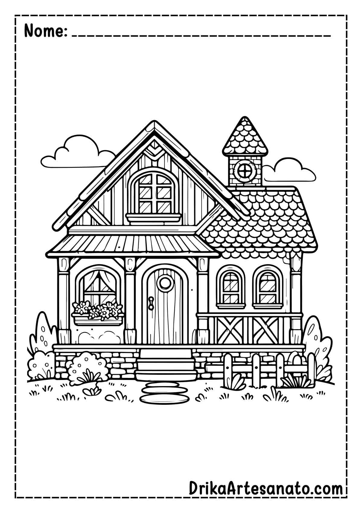 Desenho de Casa para Imprimir e Colorir