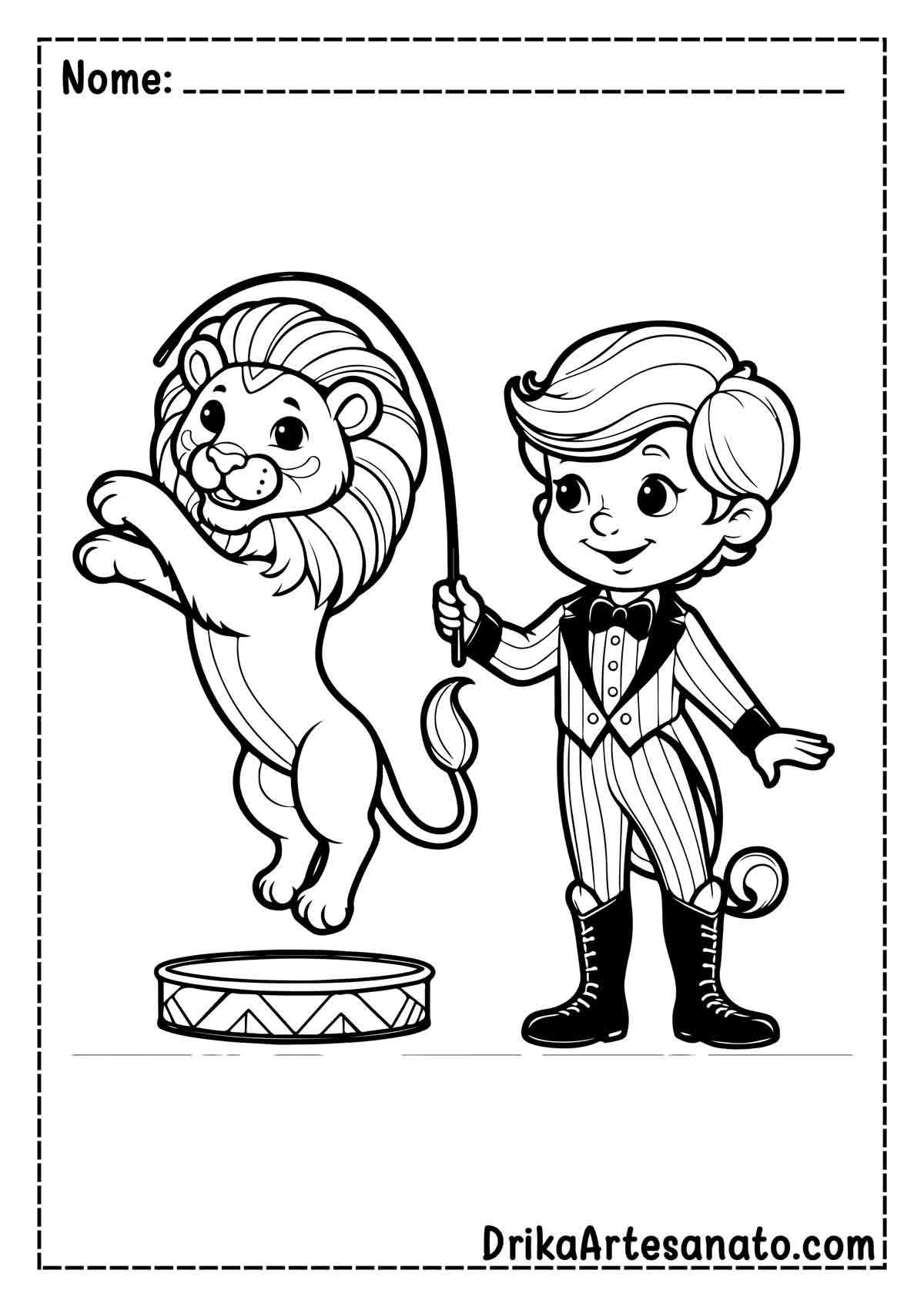 Desenho de Leão de Circo para Imprimir