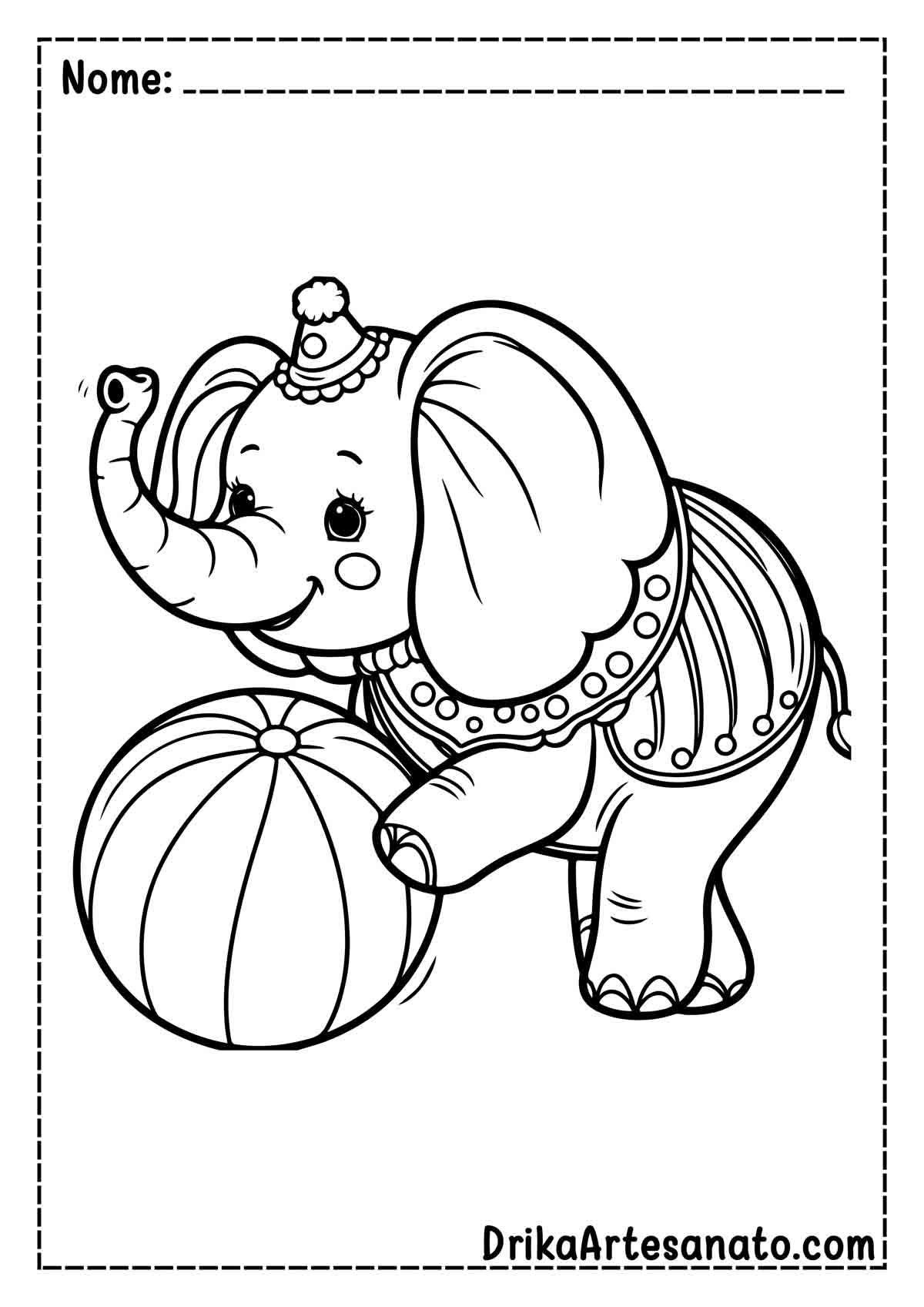Desenho de Elefante de Circo para Colorir