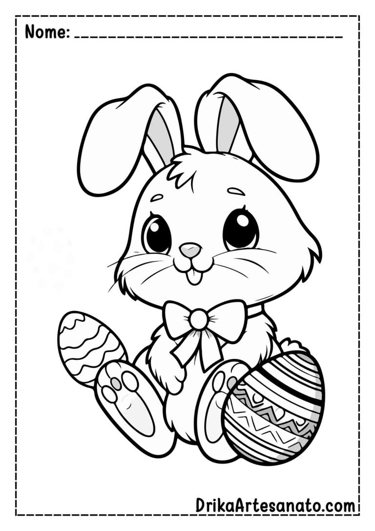 50 Desenhos de Coelho da Páscoa para Colorir Grátis em PDF