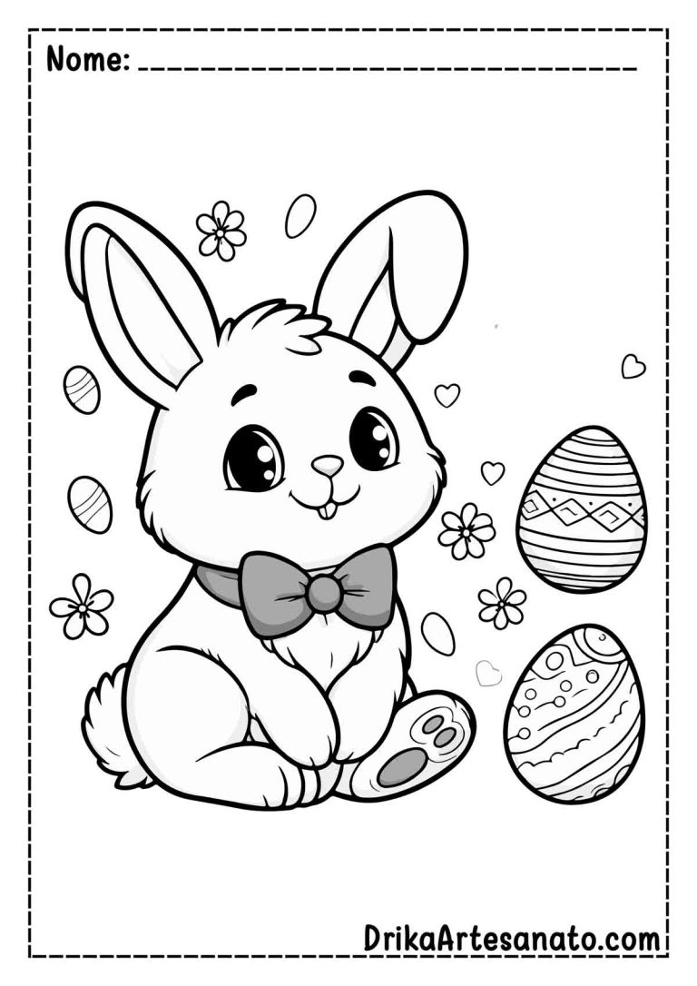 50 Desenhos de Coelho da Páscoa para Colorir Grátis em PDF