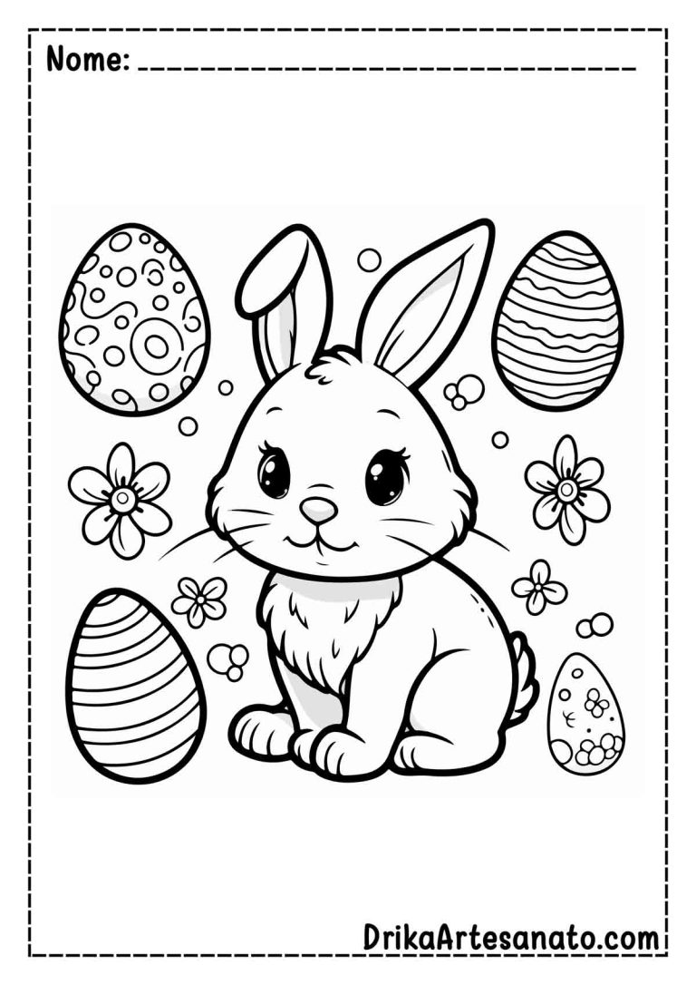50 Desenhos de Coelho da Páscoa para Colorir Grátis em PDF