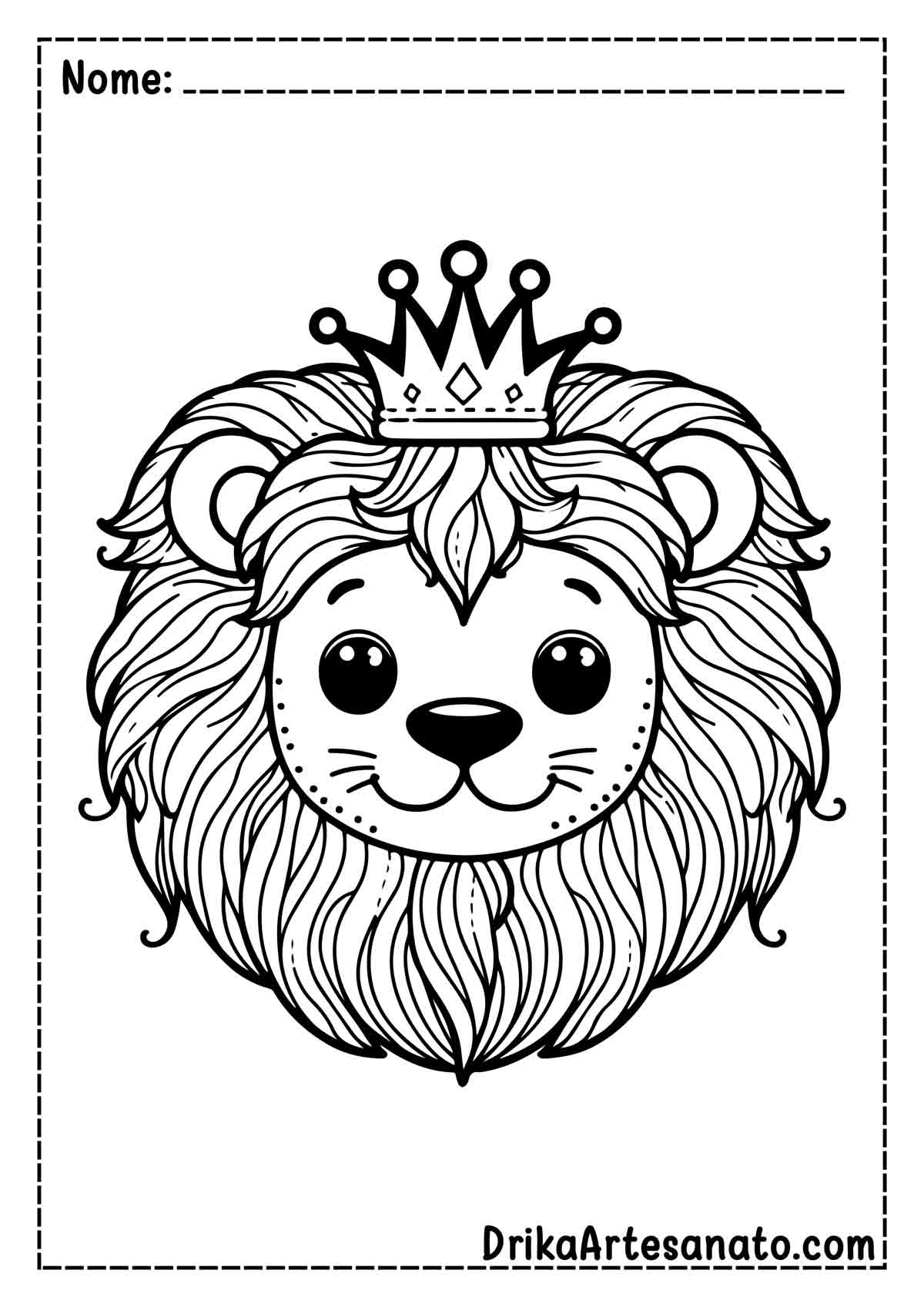 Desenho de Leão Com Coroa para Colorir e Imprimir