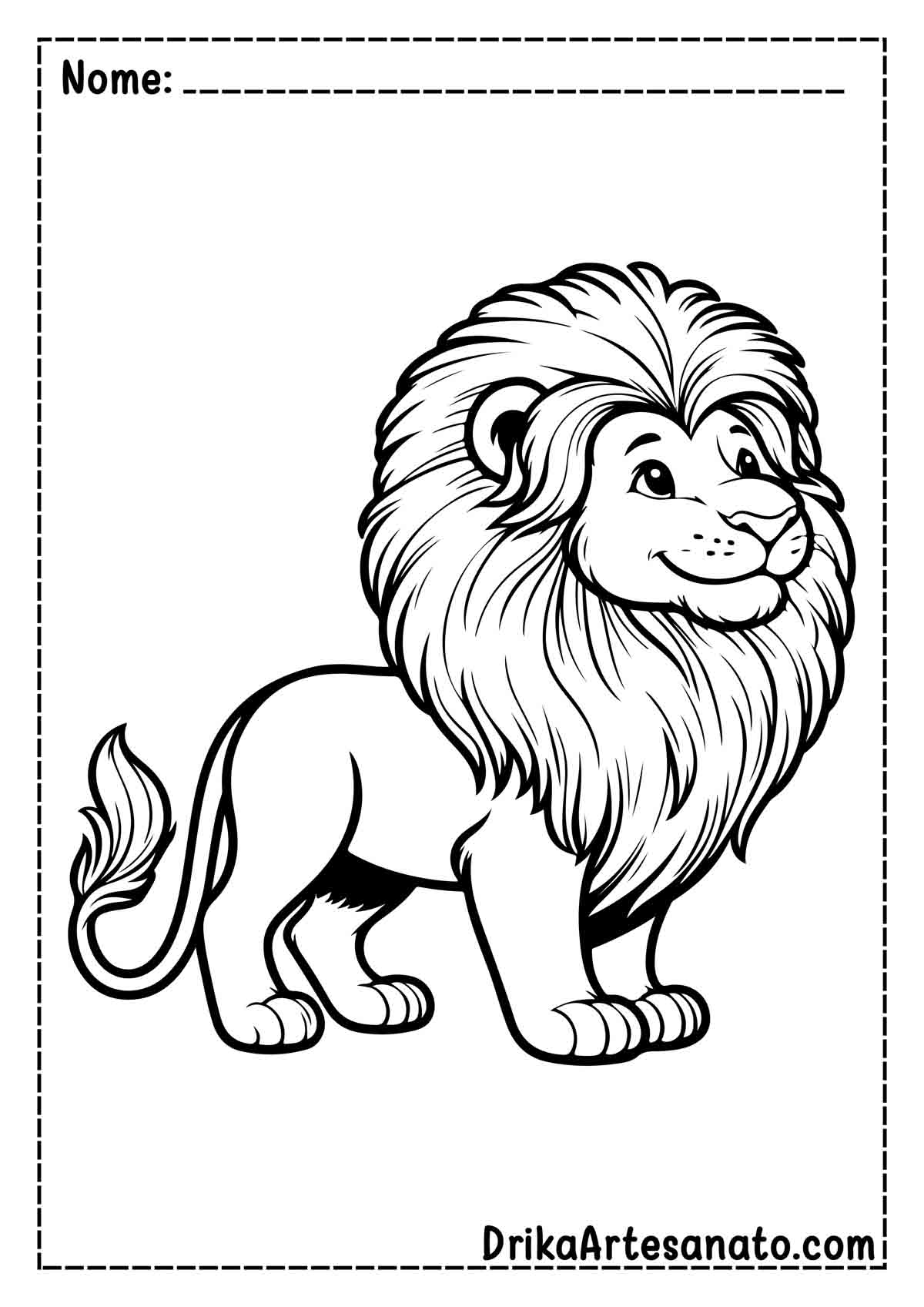 Desenho de Leão Preto e Branco para Colorir