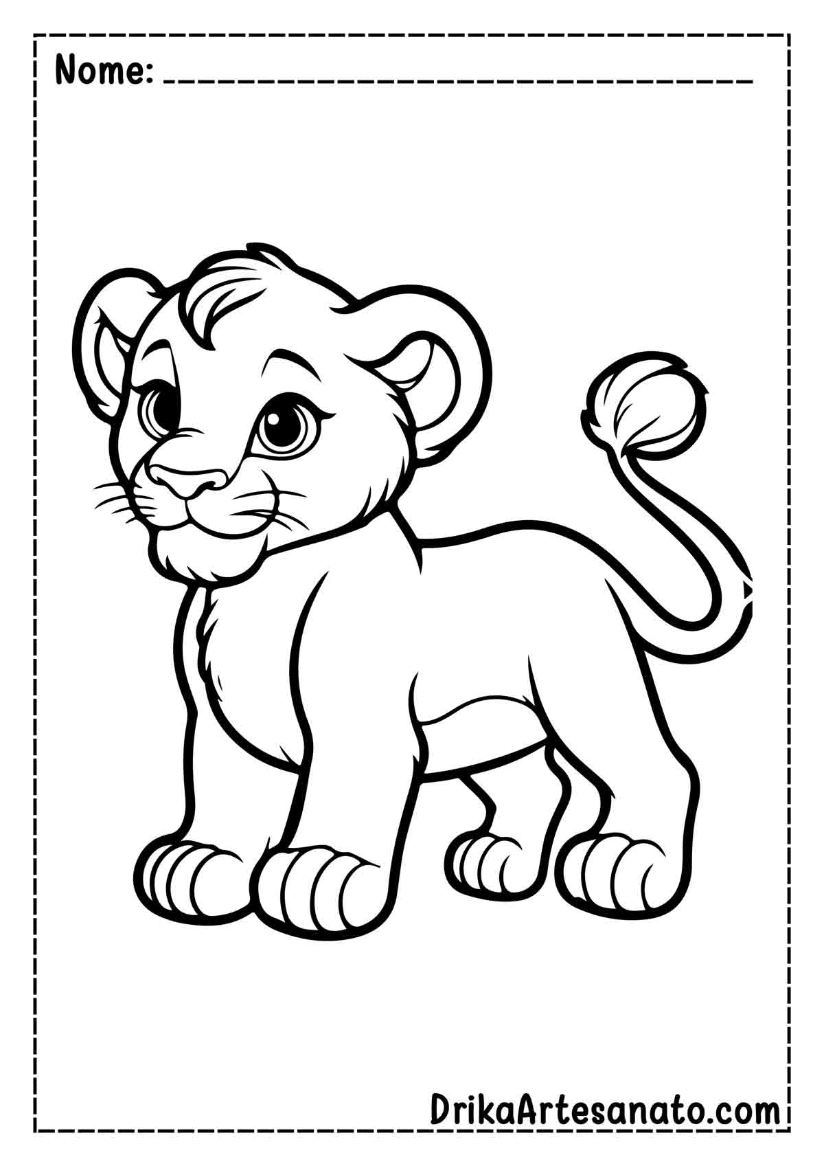 Desenho de Leão Filhote para Imprimir