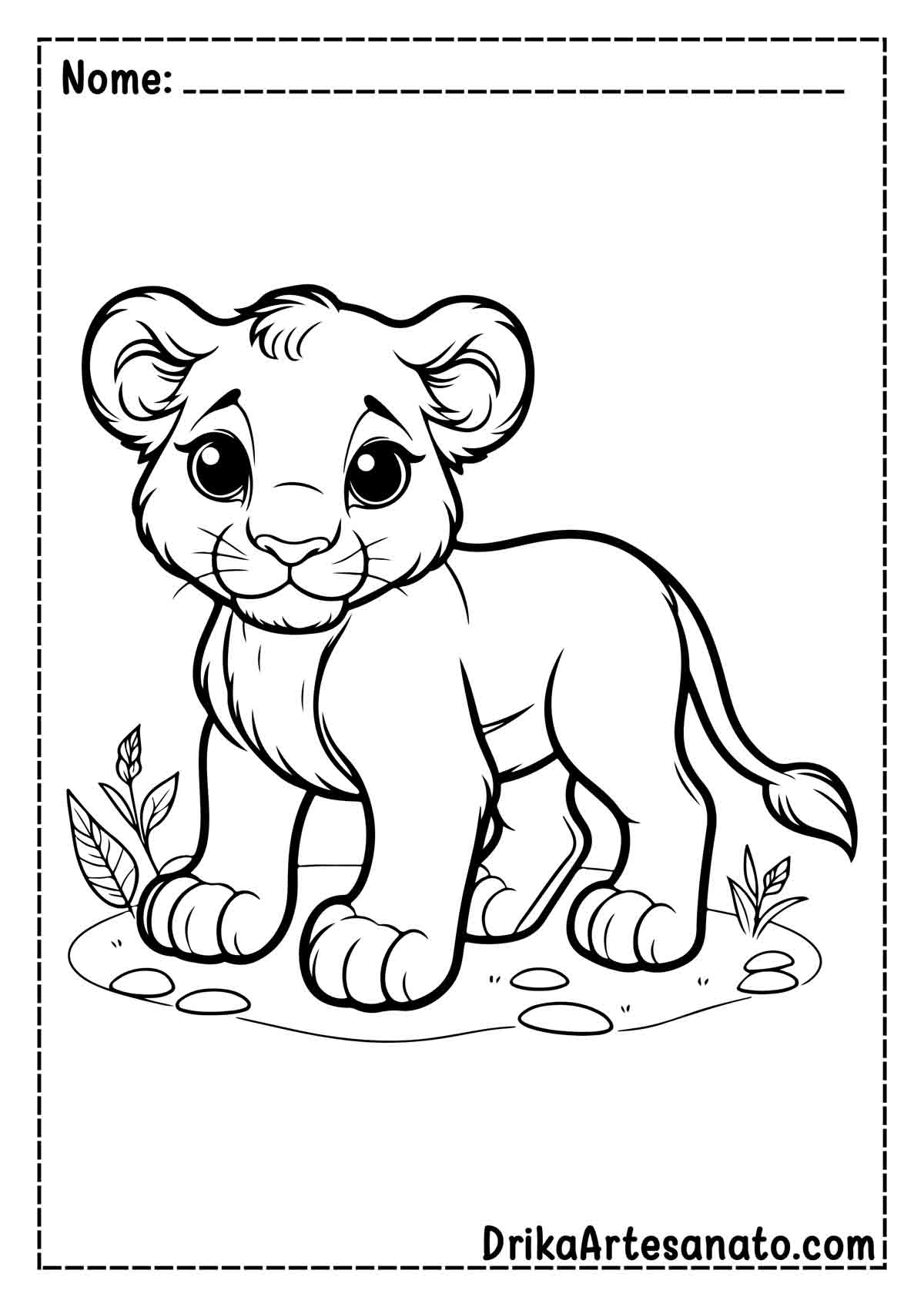 Desenho de Leão Filhote para Pintar